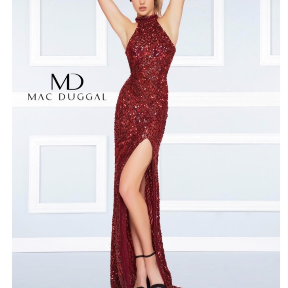 Mac Duggal sequin halter dress